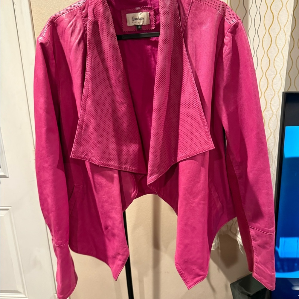 Rare Neimen Marcus Pink Women's leather Jacket sz.XL - Picture 2 of 11